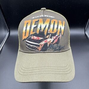 Dodge Demon‎ Snapback Hat Olive Green One Size Adjustable Racing Trucker Cap